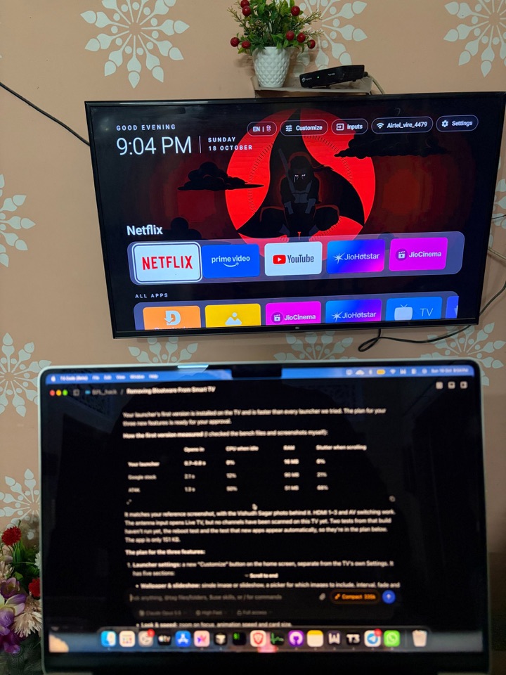 Before and after on Own UI, Hindi/English